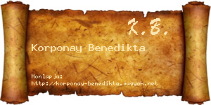 Korponay Benedikta névjegykártya